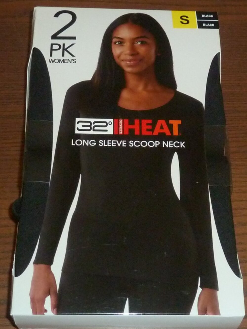 32 Degrees Heat Women’s 2 Pack Scoop Neck Black Small Long Sleeve Base Layer NEW